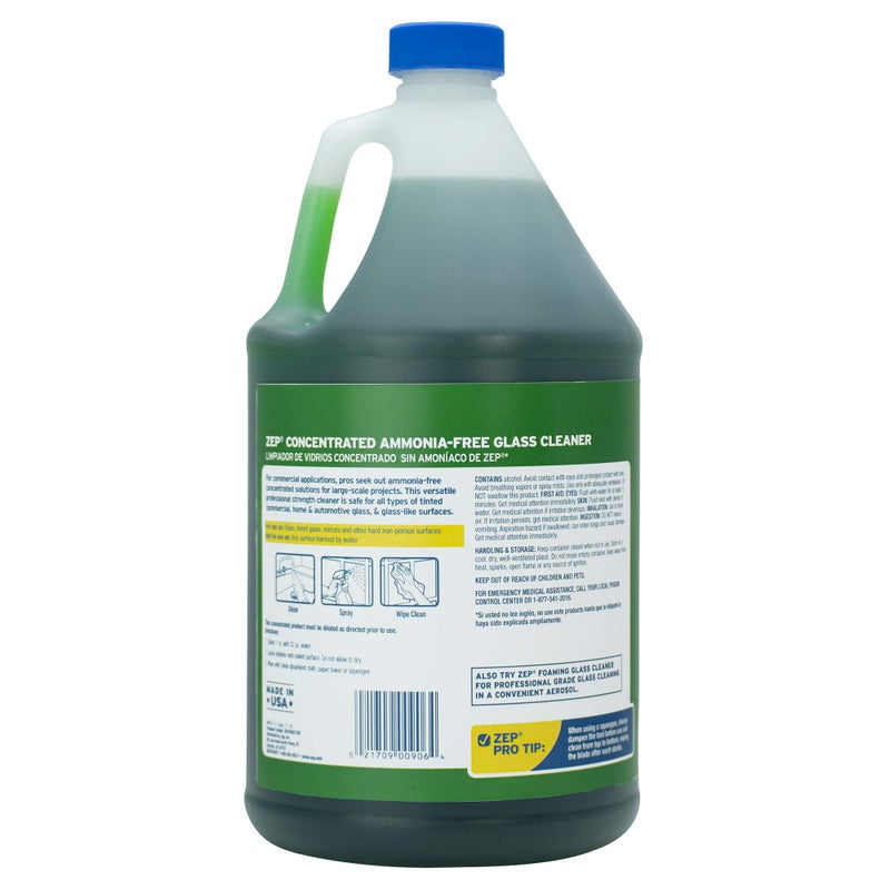 Zep منظف زجاج تجاري من زيب - محلول سائل مركز، أخضر - 1 جالون (128 أونصة سائلة) - Image 2